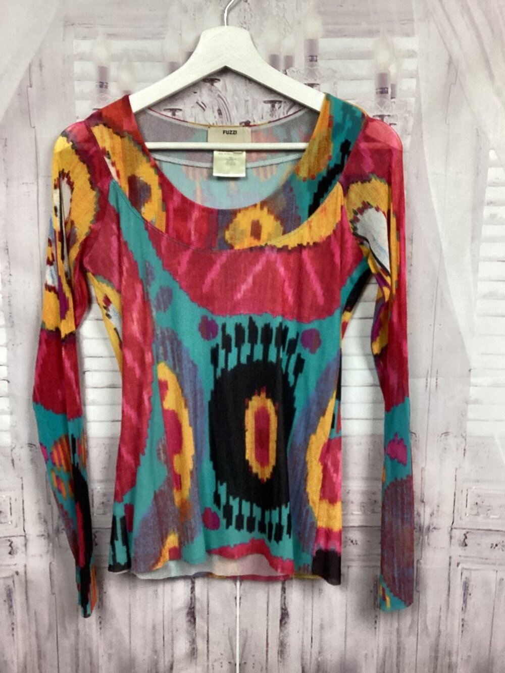 Fuzzi by Jean Paul Gaultier Multicolor Top Long Sleeve Sheer L